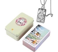 Coffret de Cartes de Tarot luxueuses en Feuille d'or dans Une boîte en métal - Parfait pour Les débutants - Taille 10x6 cm - Comprend Un Collier de Tarot (Britts Third Eye Tarot)