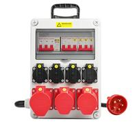Coffret de Chantier, 16 A IP54 Répartiteur Électrique Portable 230 V CEE 32 A, Disjoncteur Différentiel 40 mA, Coffret Étanche ABS Renforcé, Tableau Distribution Atelier, Extérieur