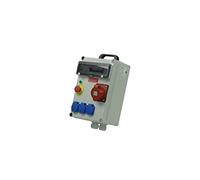 Coffret de chantier triphasé 400 Volts 40A, équipé de 3 prises 10/16A 2 pôles + Terre 230 Volts et 1 prise 32A 3 pôles + Terre 400V. Alimentation électrique provisoire de chantiers, évènements festifs
