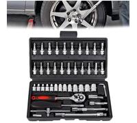 Coffret de clés à cliquet 46 pièces. Cliquet à serrage rapide de 6,35 mm, clés à douille en acier Cr-V, jeu de douilles.