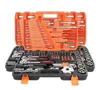Coffret de clés à cliquet liquet Pour Réparation Automobile Professionnelle Ensemble D'outils Manuels Combinés Kit D'outils Manuels Pour La Maison 216 Pièces(Orange)