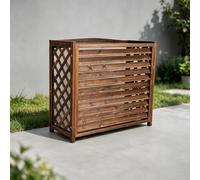 Coffret de climatiseur extérieur en bois massif | Paravent décoratif à treillis et persiennes, protection tout temps pour jardin cour patio balcon(66.9*25.6*43.3in)