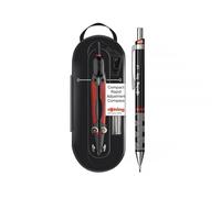 Coffret de compas à réglage rapide rOtring avec boîte à mines | Cercles jusqu'à 360 mm | Porte-mine 1,00 mm - Corps noir