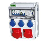 Coffret de distribution électrique pour chantier 1 x 32 A, 1 x 16 A, 3 x 230 V, boîtier de prises industrielles avec protection LS+FI, boîtier d'inspection d'alimentation extérieur étanche IP65