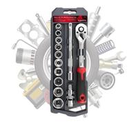 Coffret de Douilles à Cliquet Outils à Main Antidérapants, 72 Dents Queue | 13 pièces cliquet, perceuse mbout pour maison, garage, meubles, armoires, camion, mécanicien,