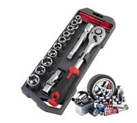 Coffret de Douilles à Cliquet Outils à Main Antidérapants, 72 Dents Queue | 13 pièces cliquet, perceuse mbout pour maison garage menuiserie armoire électroménager