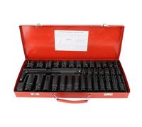 Coffret de douilles à impact 35 pièces, entraînement 1/2", kit d'outils pneumatiques professionnel en acier chrome vanadium pour mécaniciens et passionnés d'automobile, avec