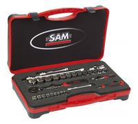 COFFRET DE DOUILLES ET ACCESSOIRES CARRÉ DE 1/4 ET 1/2 SAM OUTILLAGE - 75RS2