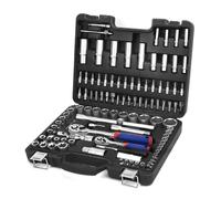 WORKPRO Coffret de Douilles et Embouts 108 Pièces avec Clés à Cliquet 1/2" et 1/4" (72 Dents), 2 Rallonges, Porte Embout et Universel, Boîte Pratique et Résistante