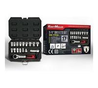 Coffret de douilles Kraft Müller 3/8" avec cliquet 72 dents Kraft Muller KM-17PCS, de 10 à 22/24mm rallonge de 19mm G