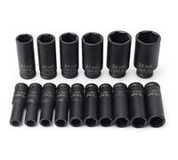 Coffret de douilles longues kraft müller km-16pcs 1/2 à choc 16 pcs socket de 10 à 32, chrome-vanadium G