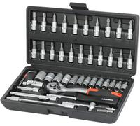 Coffret de Douilles ValueMax en Cr-v avec Cle a Cliquet 1/4 (72 Dents) de Degagement Rapide 46 Pieces