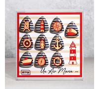 Coffret de FEVES galette des rois porcelaine UN AIR MARIN pour une Epiphanie Premium
