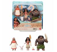 Mattel Disney Coffret de 3 Petites poupées Vaiana avec Vaiana, Maui, Le Demi-Dieu et Gramma Tala, Pua Le Cochon, Une Figurine Crabe et 2 Accessoires, inspirés du Film, JLN21