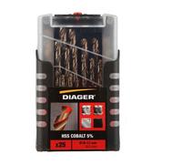 Coffret de forets HSS DIAGER - cobalt 5% - 25 pièces - Ø 1 à 13 mm - 707D