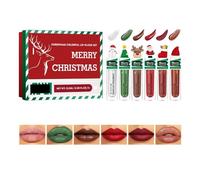 Coffret de gloss de Noël aux couleurs vives - Coffret de 6 gloss veloutés mats et brillants dans les tons rouges et verts, luxueux coffret cadeau de rouges à lèvres waterproof pour filles et femmes