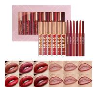 Coffret de Gloss Labial - 6 Couleurs De Rouge À Lèvres Mat Imperméable Avec 6 Crayons | Gloss À Lèvres Longue Tenue | pour Filles Maquillage d'Été Beauté Rendez-Vous Voyage Événement