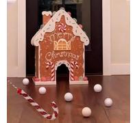 Coffret De Golf en Pain D'épices, Parcours De Mini-Golf De Noël, Coffret De Mini-Golf Portable avec Bâtons De Canne À Sucre Et But en Forme De Maison en Pain D'épices, pour Adultes, en-fants Familles