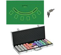 Coffret de jetons de poker SPORTNOW 500 pièces avec tapis, étui en aluminium et deux jeux de cartes