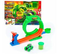 Coffret de jeu - HOT WHEELS Monster Trucks - Défi Looping Chaos - Wreckin' Wolf 1/64 - Slime inclus - Dès 4 ans