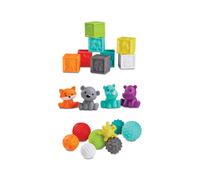 Infantino - Sensory Balls Blocks & Buddies - Ensemble de 20 Pièces - Exploration Sensorielle - Développement de la Motricité - Introduction aux Couleurs, au Comptage, au Tri et aux Nombres