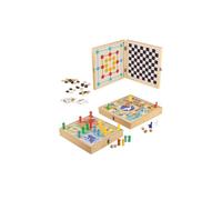 Coffret de jeux - JEUJURA - 100 Jeux en bois - Bois FSC - Dès 3 ans - Accessoires complets (30x30x5 cm)