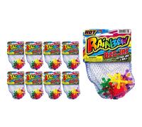 Coffret de jouets g ants JA-RU avec balle en caoutchouc (8 Jax), jeu de jacks arc-en-ciel fluo pour enfants et adultes. Jouets r tro classiques.