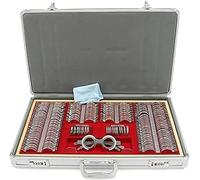 Coffret de lentilles d'essai optiques pour optométrie - 266 pièces, monture en aluminium, lunettes d'essai pour examen de la vue avec cerclage métallique.