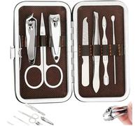 Coffret de manucure 6 pièces avec ciseaux, pince à épiler, lime, coupe-ongles, moletage, coupe-ongles et pédicure dans un étui