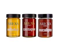 Coffret de miels artisanaux calabrais 3 x 400 g - Millefiori, Châtaignier, Eucalyptus - 100% italien, naturel, cru et non pasteurisé - Dégustation équilibrée de Calabre