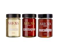 Coffret de miels artisanaux de Calabre 3x400g - Acacia, Châtaignier, Eucalyptus - 100% italien, naturel, cru et non pasteurisé - Sélection intense Calabre premium