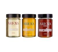 Coffret de miels artisanaux de Calabre 3x400g - Acacia, Millefiori, Eucalyptus - 100% italien, naturel, cru et non pasteurisé - Dégustation premium de Calabre