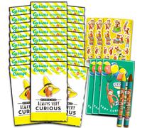 Coffret de mini-cadeaux de f te Curious George pour enfants - Lot de 24 mini-packs de jeu Curious George emporter avec coloriages, autocollants