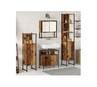 Coffret de Mobilier de Salle de Bain 4 Pièces Bois Usé Bois Tranché G