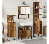 Coffret de Mobilier de Salle de Bain 4 Pièces Bois Usé Bois Tranché