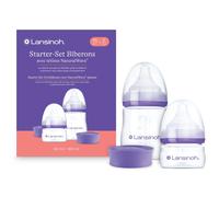 Lansinoh - Duo Starter Set Nouveau Né Biberons PP 60ml + 160ml et tétines NaturalWave - Système Anti-Colique AVS - Réduit Confusion Sein-Tétine - Sans BPA - Débit Adapté