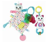 Coffret de naissance Chat - Doudou + Hochet + Clés en plastique souple à mordiller - Rose Rose G