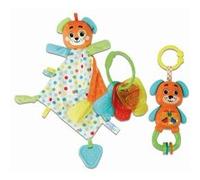 Coffret de naissance Ourson - Doudou + Hochet + Clés en plastique souple à mordiller G