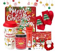 Coffret de Noel, 7 Pièces Coffret Noel Femme con Mug Noel Hiver, Chaussettes de Noël, Crème Mains, Bougie Parfumee, Pince Cheveux Noel, pour les Meilleures Amies, les Sœurs, les Copines et les Mères