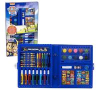 Coffret de papeterie et de coloriage Pat'Patrouille dans une mallette - Kit d'art complet pour enfants avec crayons, crayons de couleur, aquarelles et autocollants - Cadeau créatif pour enfants