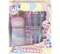 Coffret de papeterie kawai- rangement de stylos-fabriquer des bijoux-violet, bleu et rose-modèle aléatoire.