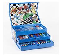 Coffret de papeterie Marvel Avengers 50 pièces avec mallette pour enfants, crayons de couleur, feutres et accessoires de dessin - Kit créatif de papeterie Avengers au design de super-héros