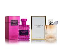 Coffret De Parfums Pour Femmes La Vida Bella & Valentine Nero, Eau De Parfum Rose Éblouissante, Notes D'iris, De Patchouli, De Vanille Et De Sucre Filé, Parfum Luxueux Longue Durée (3,4 Oz/100 Ml