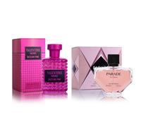 Coffret De Parfums Pour Femmes Valentine Nero Dazzling Pink & Parade Eau De Parfum Notes D'ambre Parfum Floral Avec Mandarine, Fleur D'oranger Et Vanille Parfum Luxueux Longue Durée (3,4 Oz/100 M