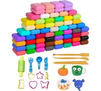 Coffret de Pâte à Modeler 64 CouleursPâte à Modeler Séchante pour EnfantsNon ToxiqueDIYIdéale pour les Enfants de 3 à 12 Ans