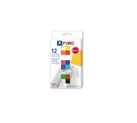 Staedtler FIMO Soft, Assortiment de 12 demi-pains de pâte FIMO aux couleurs vives assorties, Pâte à modeler durcissant au four et facile à démouler, 8023 C12-1