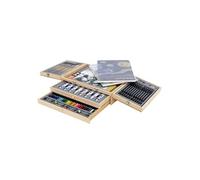 Kit pour peinture ECD Germany Coffret de Peinture 85 Pièces avec Chevalet en Bois Integré, 2 Tiroirs, 3