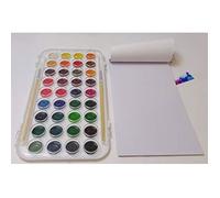 Coffret de peinture à l'eau - DIFUZED - Aquarel 36 couleurs - 2 pinceaux - 5 feuilles - Mixte