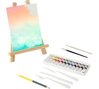 Coffret de peinture MAIN D'ARTISTE - 12 tubes de peinture, chevalet, toile, pinceaux, crayon et accessoires