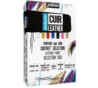 Pébéo Kit Setacolor Cuir - Coffret 10 pièces, 7 couleurs - Peinture acrylique résistante